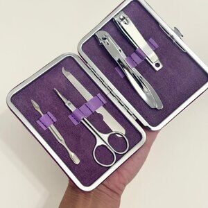 New Purple Travel Case w/Manicure Pedicure Set Nail Clippers by Avon- 4x5 inches